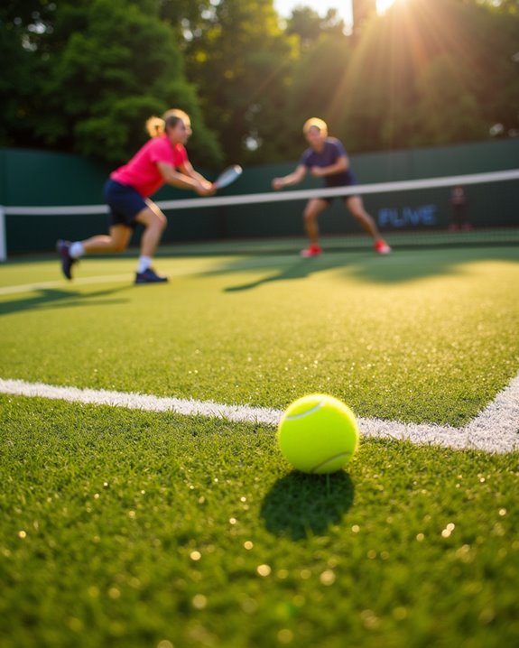 playing pickleball on grass